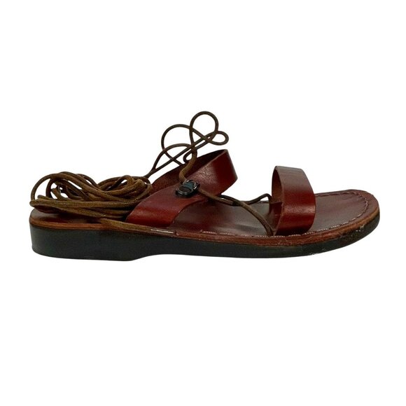 Eden Custom Handmade Brown Leather Lace-Up Gladiator Sandals Womens 37 / 6.5 US - Picture 1 of 14